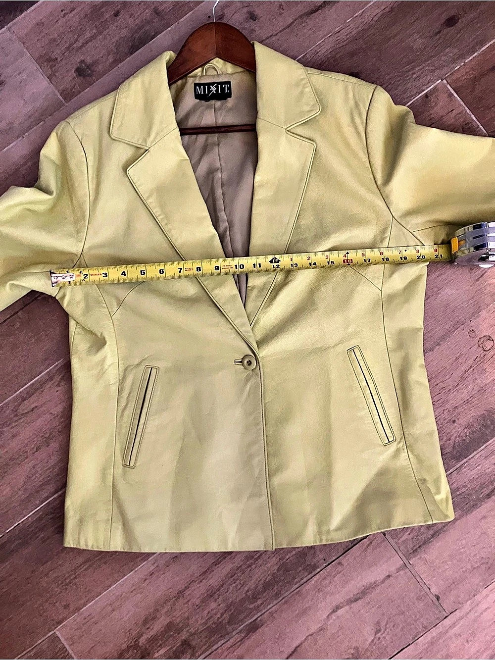 MIXIT Women's Light Green Leather Blazer Jacket Like New - Picture 5 of 14